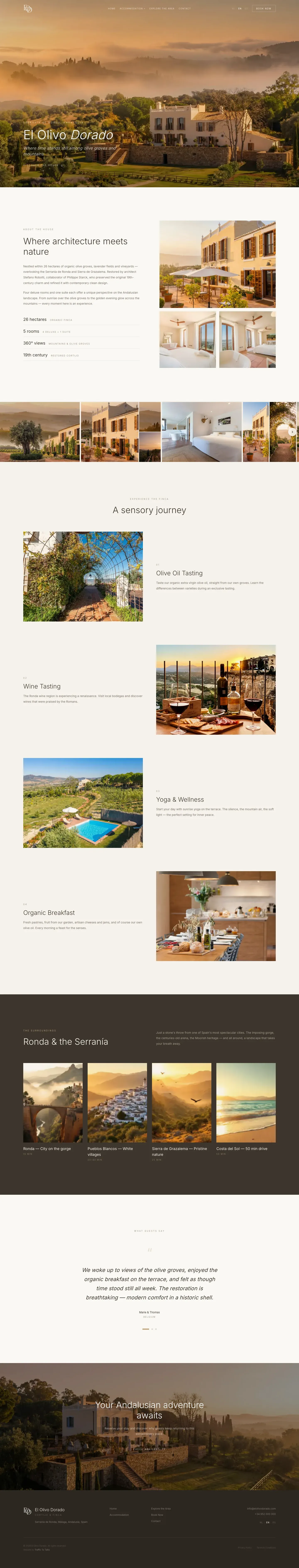 Website van Cortijo El Olivo Dorado, gebouwd door Traffic To Talks