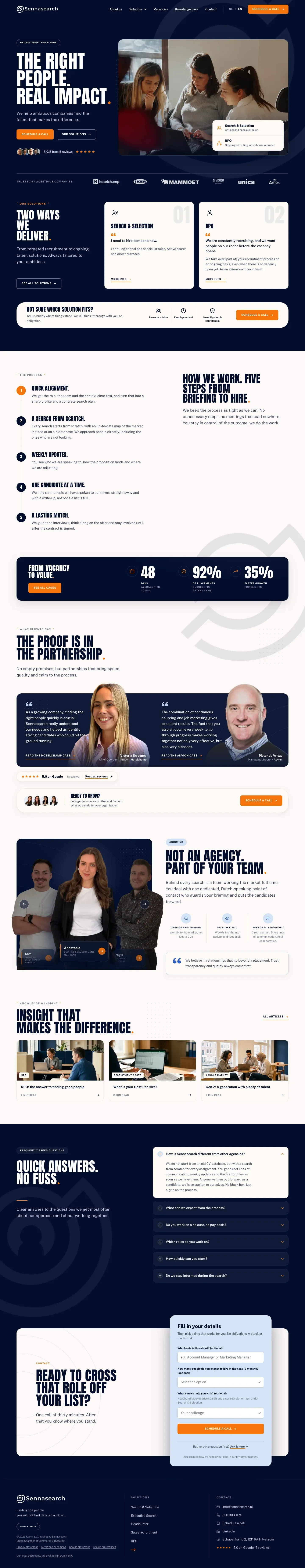 Website van Sennasearch, gebouwd door Traffic To Talks